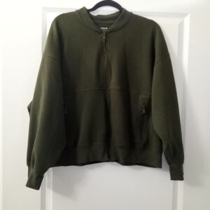 Women's Olive Green Athletic Fleece Zip Up Jacket Size XL By Old Navy